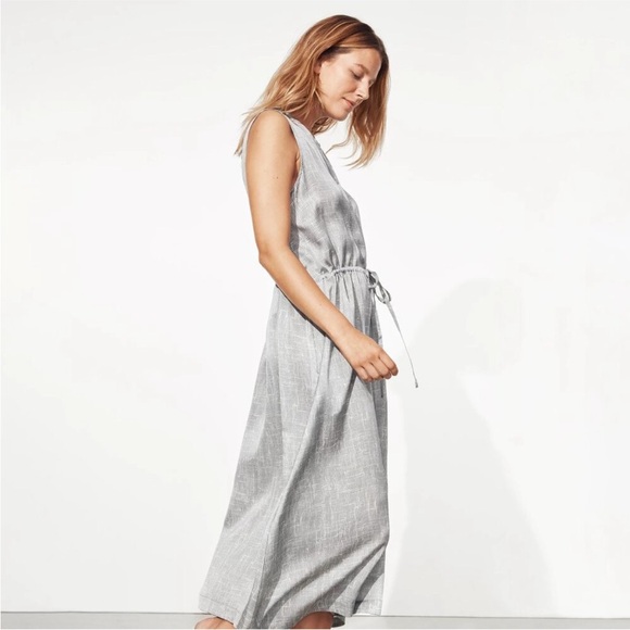 EILEEN FISHER Drift Silk Organic Cotton Button-front Dress In Gray - Picture 2 of 8